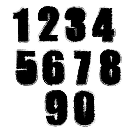 Set of Grunge Numbers Isolated on White Backgroundのイラスト素材