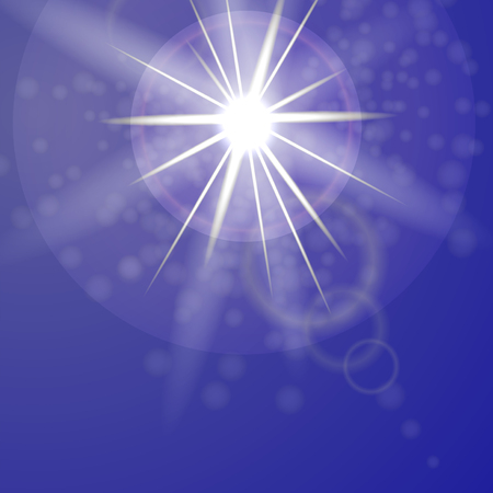 Summer Sun on Blue Sky Background. Sun Flare.のイラスト素材