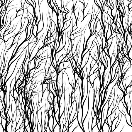 Black Trees on White  Background. Natural Patternのイラスト素材