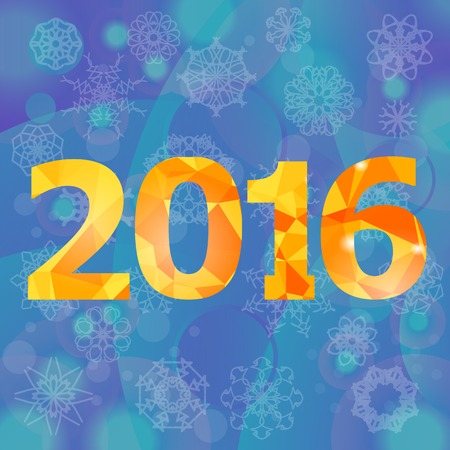 Polygonal New Year Numbers on Blue Snow Flake Backgroundのイラスト素材