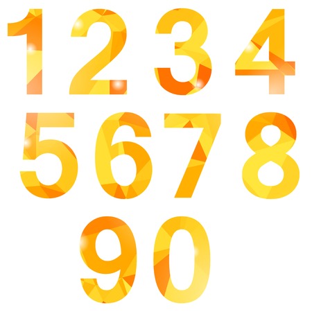 Orange Polygonal Numbers Isolated on White Backgroundのイラスト素材