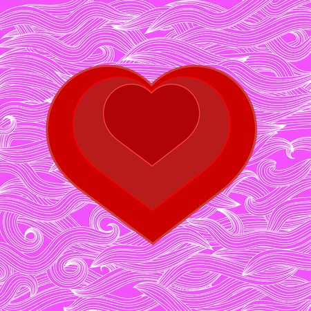 Symbol of Heart on Abstract Pink Wave Backgroundのイラスト素材