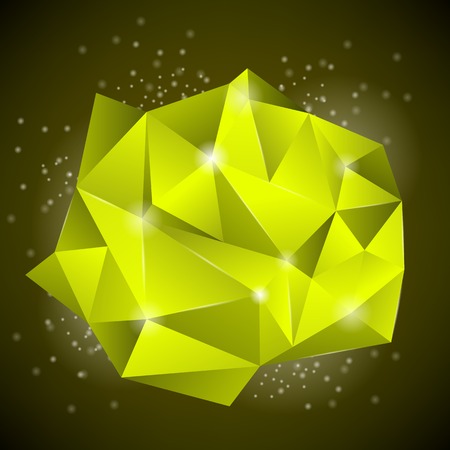 Abstract Polygonal Yellow Symbol Isolated on Dark Backgroundのイラスト素材