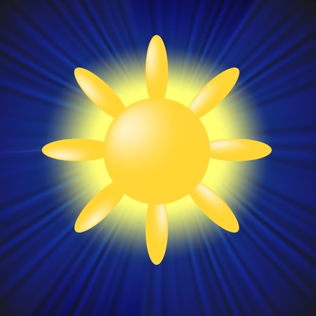 Sun Icon Isolated on Blue Sky Backgroundのイラスト素材
