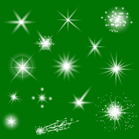Set of Different White Lights Isolated on Green Backgroundのイラスト素材