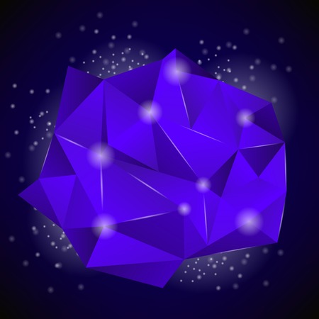 PinkBlue  Polygonal Stone Isolated on Dark Backgroundのイラスト素材