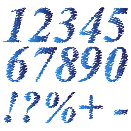 Grunge Blue Numbers Isolated on White Backgroundのイラスト素材