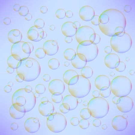 Transparent Colorful Foam Bubbles Isolated on Blue Backgroundのイラスト素材