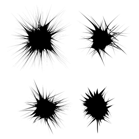 Set of Ink Blots Isolated on White Backgroundのイラスト素材