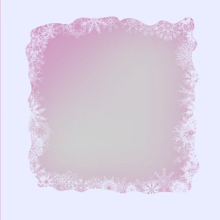 Winter Frame. Set of Different Winter Snowflakes on Pink Backgroundのイラスト素材