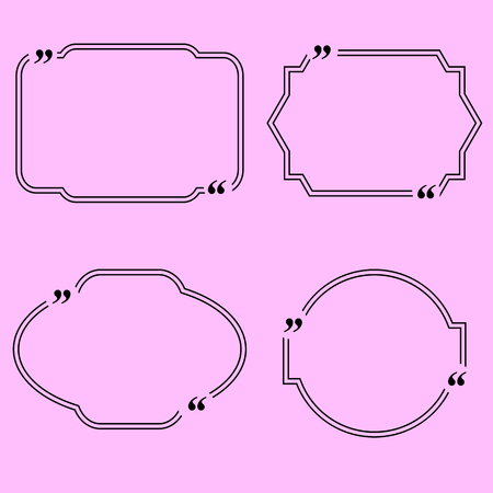 Set of  Different Quote Speech Bubbles Isolated on Pink Backgroundのイラスト素材