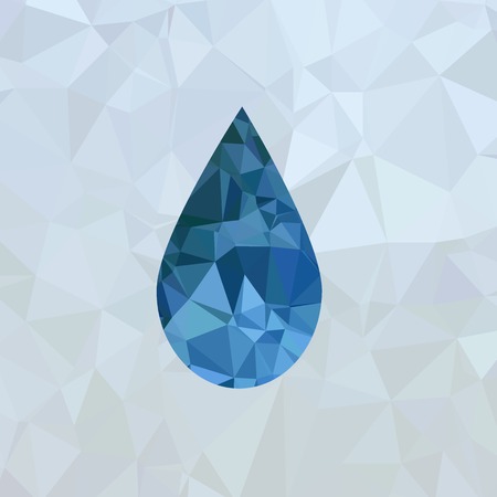 Polygonal Blue Water Drop Isolated on Mosaic Backgroundのイラスト素材