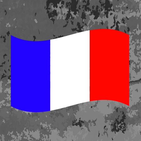 Flag of France on Grey Grunge Backgroundのイラスト素材
