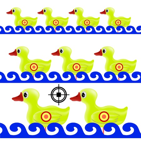 Yellow Duck Target on White Background. Duck in a Shooting Galleryのイラスト素材