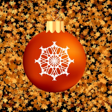 Christmas GlassRed Ball on Dark  Starry Backgroundのイラスト素材