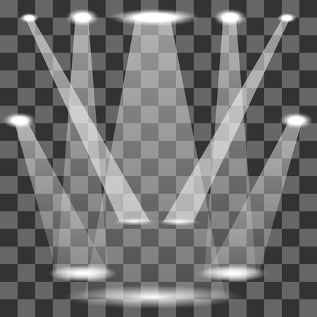 Set of White Spotlights Isolated on Checkered Backgroundのイラスト素材