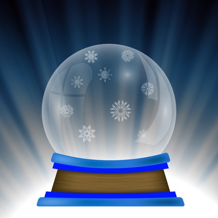 Empty Snow Globe Isolated on Blue Wave Backgroundのイラスト素材
