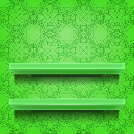 Green Shelves  on Ornamental  Green Lines Backgroundのイラスト素材