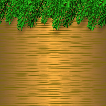Fir Green Branch  on Brown Metal Backgroundのイラスト素材