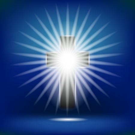 Shining Cross Isolated on Soft Blue Backgroundのイラスト素材