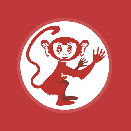 Red Monkey Icon. Symbol of New 2016 Yearのイラスト素材