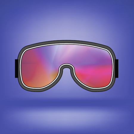 Ski Goggle with Colorful Glasses Isolated on Blue Soft Backgroundのイラスト素材