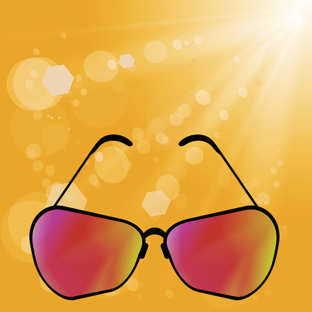 Sun Glasses on Yellow Summer  Blurred Backgroundのイラスト素材