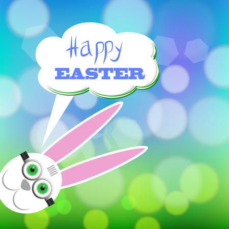 Easter Bunny. Greeting Card with White Easter Rabbit.のイラスト素材
