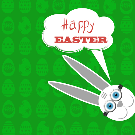 Easter Bunny. Greeting Card with  White Easter Rabbit.のイラスト素材