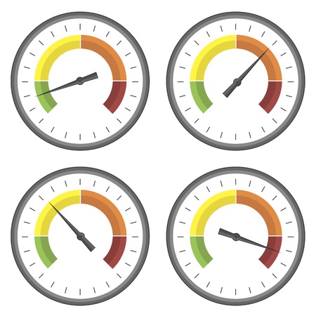 Set of Manometer Icons on White Background. Different Gauge Readinngs.のイラスト素材