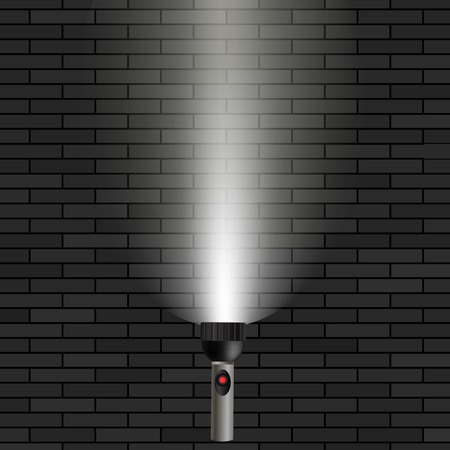 Light Flash on Dark Brick Background. White Beam of Lightのイラスト素材