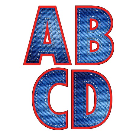 Set of Jeans Letters Isolated on White Background