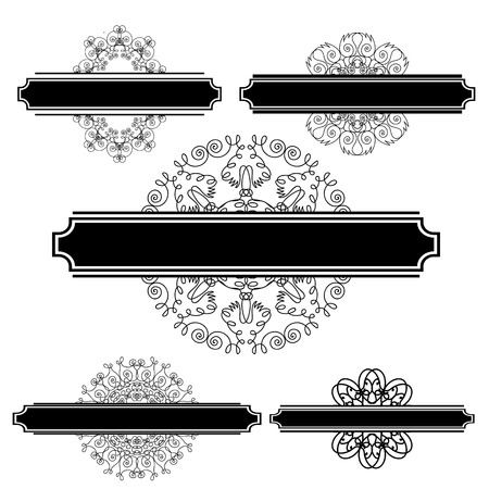 Set of Different Flourishes Isolated on White Background. Vintage Wedding Invitations. Retro Greeting Card. Flourshes Frame Set.のイラスト素材
