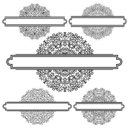 Set of Different Flourishes Isolated on White Background. Vintage Wedding Invitations. Retro Greeting Card. Flourshes Frame Set.のイラスト素材