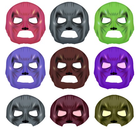 Vector Set of Colorful Superhero Mask Isolated on White Backgroundのイラスト素材