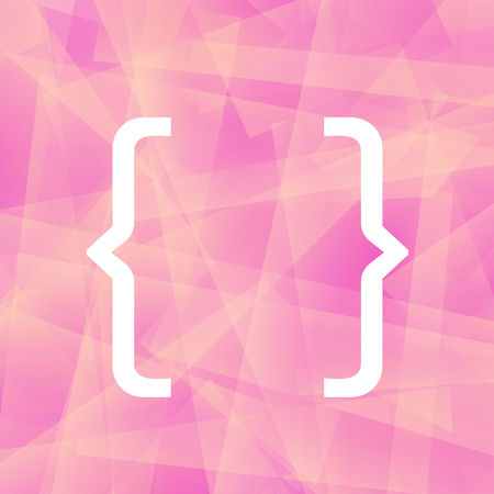 Curly Bracket Icon Isolated on Pink Polygonal Backgroundのイラスト素材