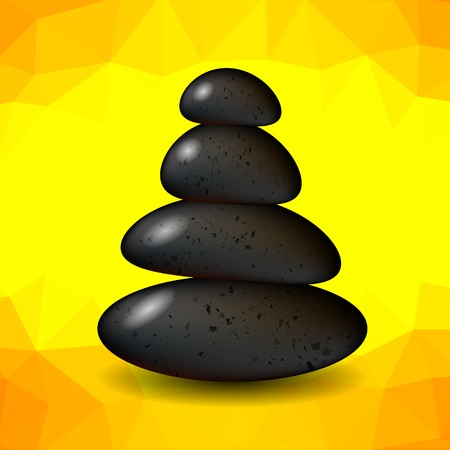 Yellow Polygonal Spa Background with Stones. Spa Stones.のイラスト素材