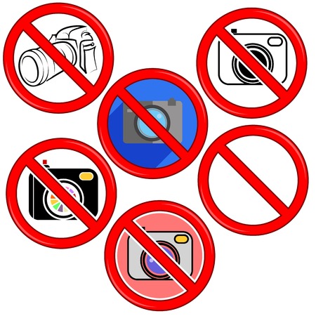 No Photo Camera Sign. No photo Icon Button. Photographing Ban. No Camera No Photo Sign Red...