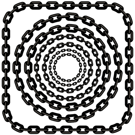 Set of Circle Chain Frames Isolated on White Backgroundのイラスト素材