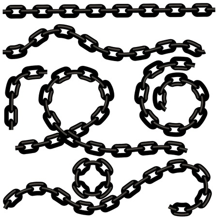Metal Chain Set Isolated on White Backgroundのイラスト素材