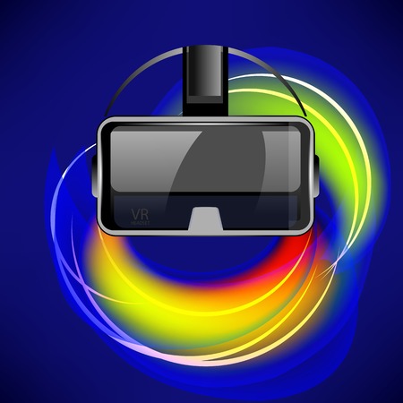 Virtual Reality Headset  on Blurred Colorful Backgroundのイラスト素材