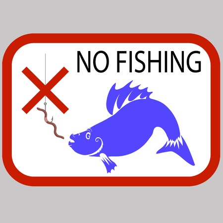 Fishing Prohibited Sign Isolated on Grey Backgroundのイラスト素材
