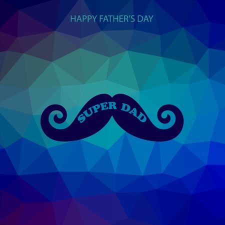 Super Dad Poster on Blue Polygonal Background. Happy Fathers Dayのイラスト素材