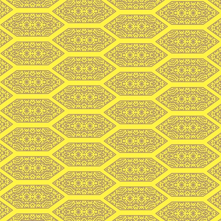Texture on Yellow. Element for Design. Ornamental Backdrop. Pattern Fill. Ornate Floral Decor for Wallpaper. Traditional Decor on Backgroundのイラスト素材