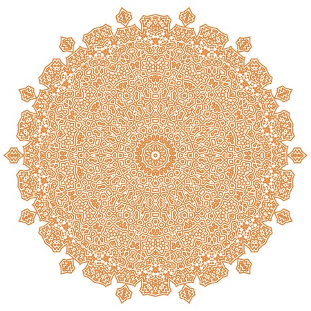 Orange Mandala Isolated on White Background. Round Ornamentのイラスト素材