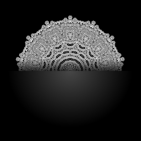 White Mandala Isolated on Black Background. Round Ornamentのイラスト素材