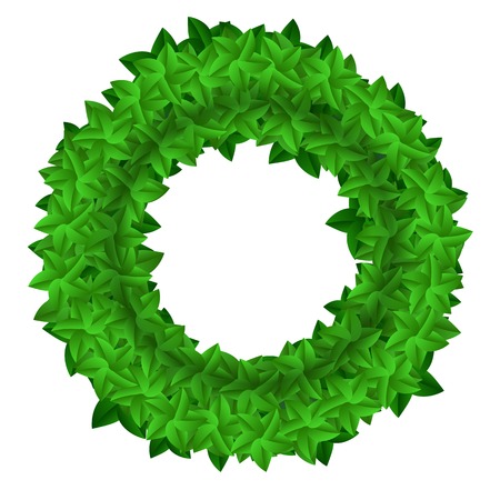 Green Leaves Round Isolated on White Backgroundのイラスト素材