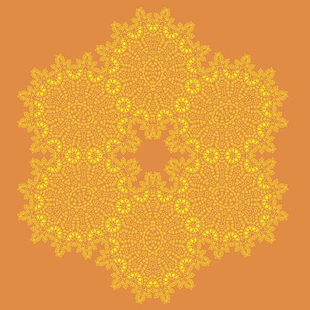 Mandala Isolated on Orange Background. Round Ornamentのイラスト素材