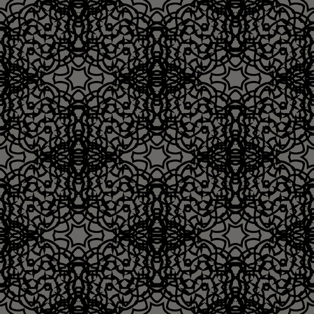 Seamless Texture on Black. Element for Design. Ornamental Backdrop. Pattern Fill. Ornate Floral Decor for Wallpaper. Traditional Decor on Backgroundのイラスト素材