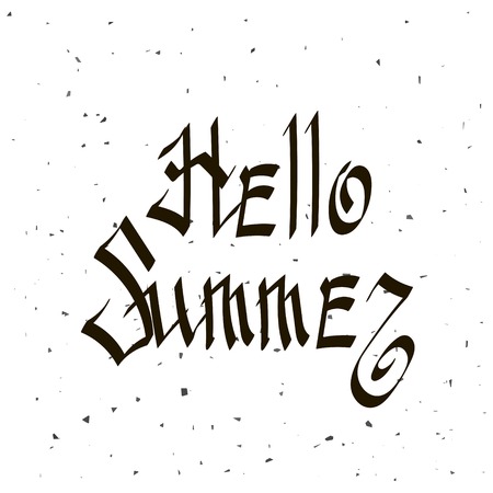 Brush Lettering Composition.Phrase Hello Summer. Hello Summer Text Title Poster Designのイラスト素材